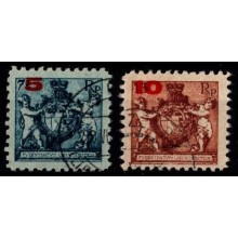 1924 - Liechtenstein - Provisorier - Rødt overtryk - Sæt - Stemplet.